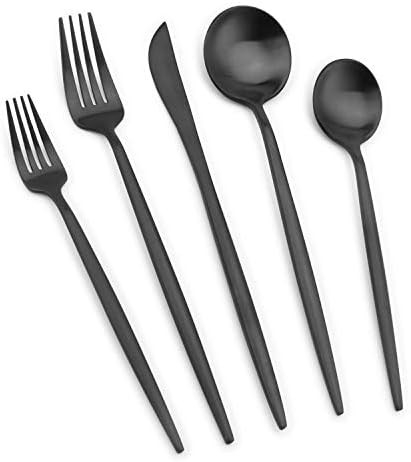 Matte Black Silverware Set, Vanys 20 Piece Stainless Steel Cutlery