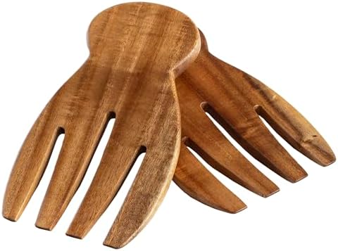 TB Home Salad Hands – Acacia Wood Salad Serving Utensils for Tossing &