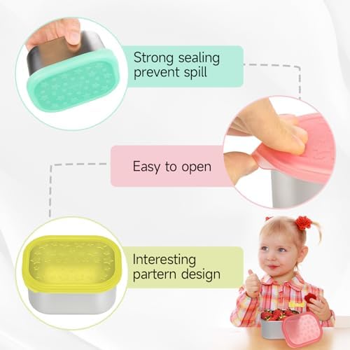 SOPHICO 8oz Kids Snack Containers with Silicone Lid, 1 Cup for School