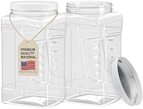 ljdeals 1 Gallon Clear Plastic Storage Containers Grip Jars, Wide