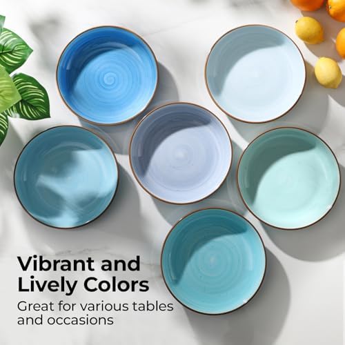 Y YHY 8.5'' Pasta Bowls Set of 6, 30 oz Ceramic Shallow Salad Bowls