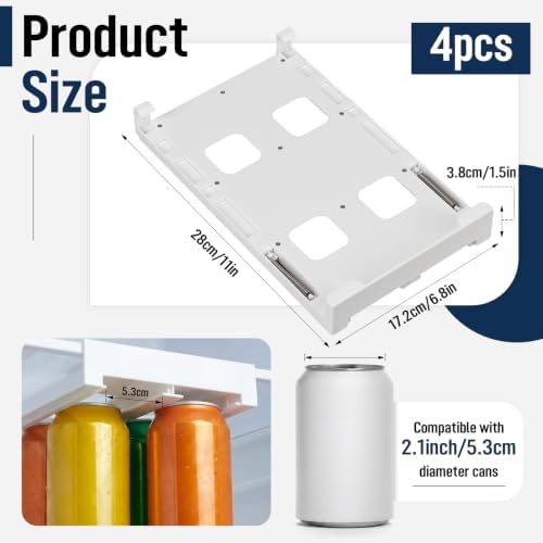Novabright 4 Pack Pull Out Can Organizer for Fridge