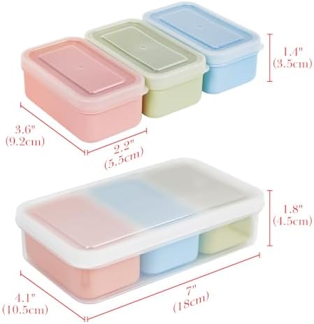 Linkidea 4 Set Mini Snack Containers with 3 Removable Compartments
