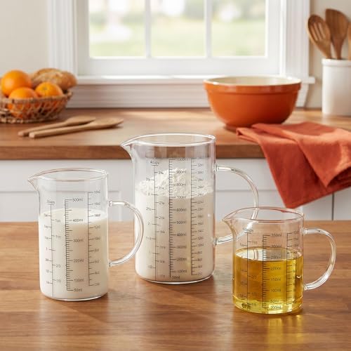 Graduated Glass Measuring Cup With Handle 500ML (16Oz, 2Cups)