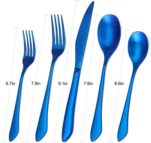 Matte Blue Silverware Set, 20-Piece Stainless Steel Flatware Set