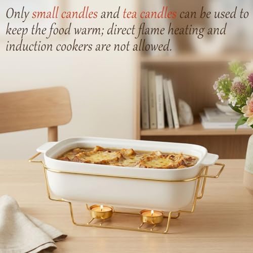1.9 Quart Ceramic Casserole Dish with Lids, White