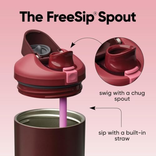 Owala FreeSip Tumbler Stainless Steel Water Bottle 40 oz Black Cherry