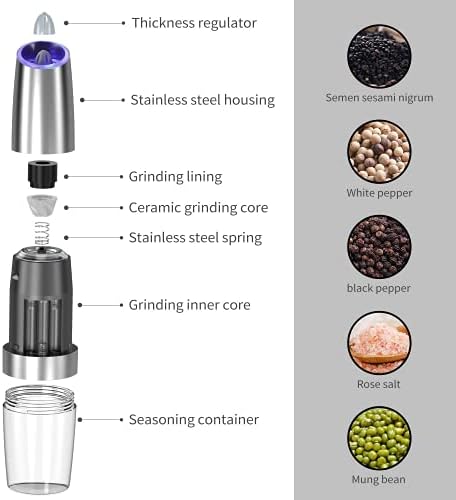 Gravity Automatic Salt and Pepper Grinder, 2Pack