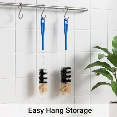 17 Inch Long Handle Bottle Brush, 2 Pack, 2" & 1.3" Brush Heads