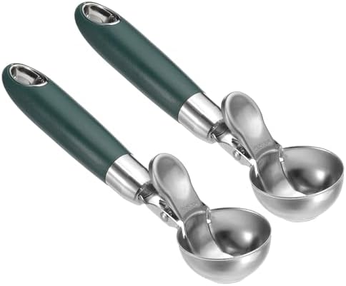 PATIKIL 4 Ounce Ice Cream Scoop with Trigger, 2 Pcs Stainless Steel