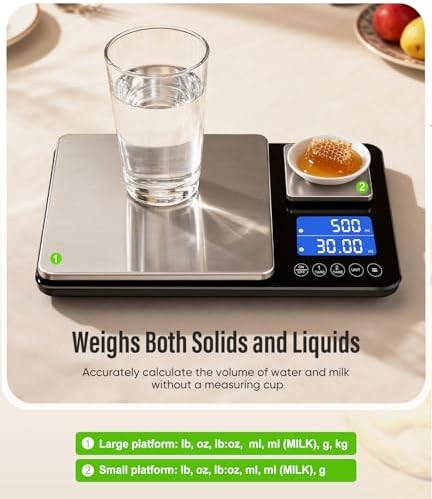 Digital Dual Platform Kitchen Scale, 33 lb Large & 1.1 lb Mini Food