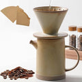 DIF DECO Vintage Ceramic Pour Over Coffee Maker Set, Yellow