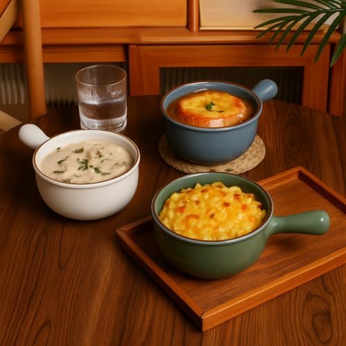 MONITO 16 oz French Onion Soup Bowls, Ceramic Soup Bowls with Handles
