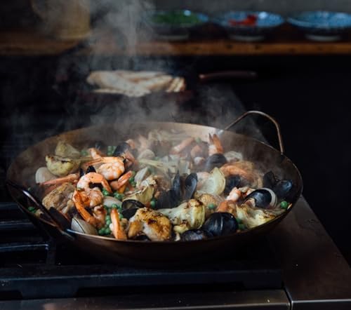 Matfer Bourgeat Black Carbon Steel Paella Pan, 17 1/2"