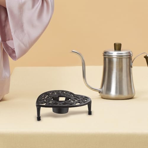 Cast Iron Heart Shaped Teapot Warmer Xmas Rustic Tea Coffee Stand