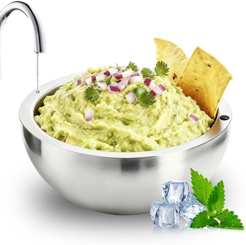 Dip Chiller Bowl 2 Pack- 35oz Large Capacity, Stainless Steel Insulated Party Ice Serving Bowl, Salad Pod for Parties Salsa, Guacamole, Condiments, Sauces, Food & Salad Hot or Cold