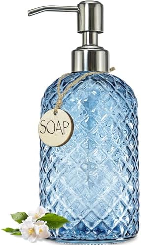 JASAI 18Oz Gem Patterned Glass Soap Dispenser