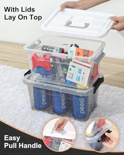 NUMIFUN 6 Pack 7Qt Clear Plastic Storage Bins with Lids