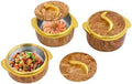 3-Piece Thermal Dish Set with Lids, Insulated Stainless Steel Container, Serving Bowl & Casserole Dish, Round Yellow & Gold, 0.4/0.53/0.66gal, 4H Insulation for Hot & Cold Food
