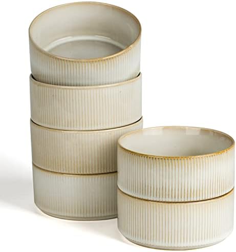 famiware Star Cereal Bowl Set, 23 oz Soup Bowls Set of 6, Cappuccino