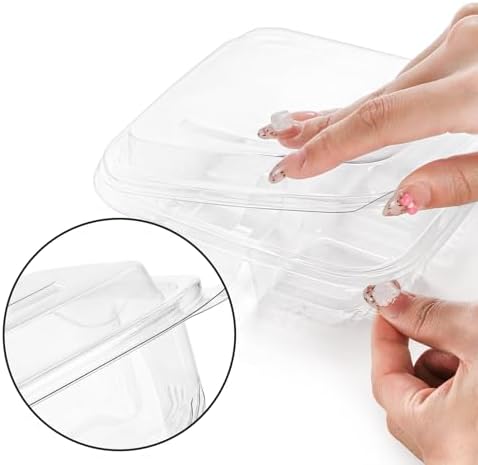 Peohud 50 Pack Clear Bento Snack Containers, 4 Compartment Food