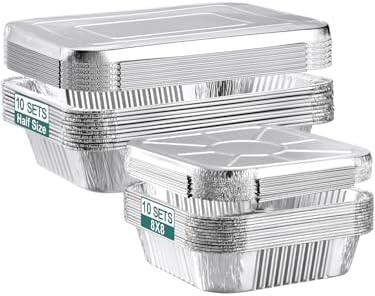 NEEBAKE 20 Set Disposable Aluminum Pans with Lids Assorted Sizes - 10