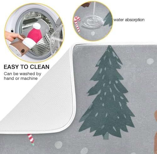 OTVEE Holiday Rodent Art Dish Drying Mat for Kitchen Counter Absorbent