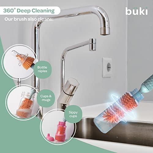 Büki Electric Baby Bottle Cleaning Brush Set - Rechargeable Electric