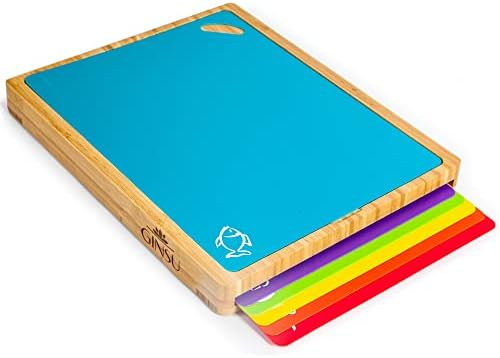 Ginsu Bamboo Cutting Board Set with 6 Mats, Wood Cutting Boards for