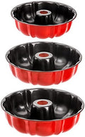 Tosnail Set of 3 Non-Stick Fluted Cake Pan, Tube Pan Round Cake Pan