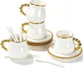 8 Oz Cappuccino Cups Set of 4, Latte Cups with Saucer and Spoons