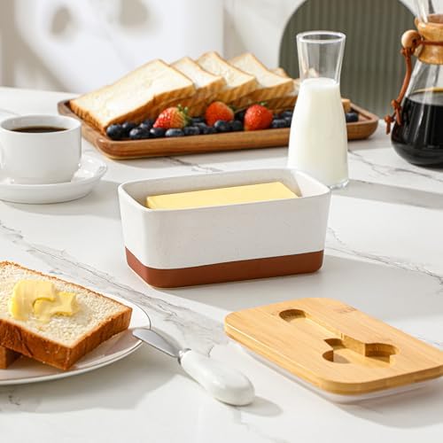 MALACASA Butter Dish with Lid, Large Butter Dish for Countertop