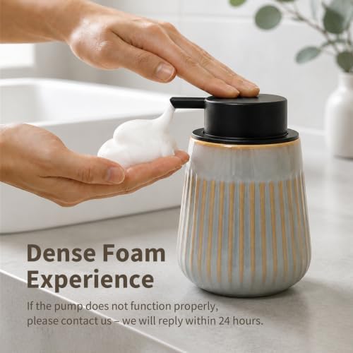 Bosilunlife Ceramic Foaming Soap Dispenser, Striped Pump for Bathroom