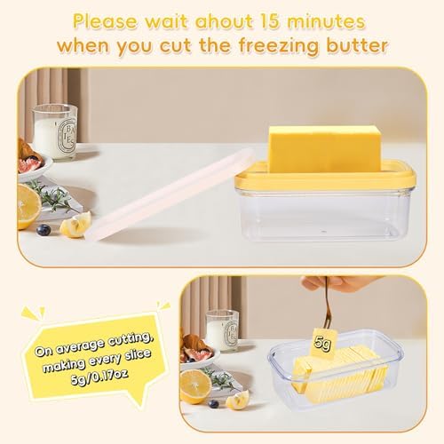 Butter Slicer Cutter and Keeper, Clear Butter Container with Lid