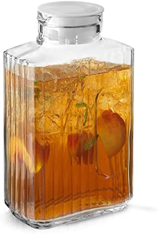68oz Glass Pitcher with Lid (2 Lids), Rectangle Beverage Serveware and