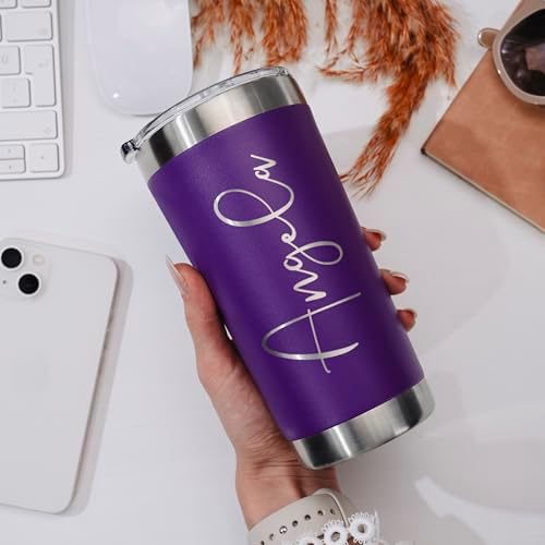 Personalized Tumbler with Engraved Name - 12 Designs, 20 Oz Coffee