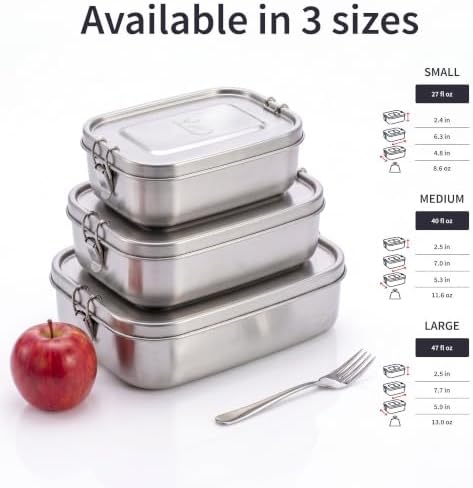 Bambaw Stainless Steel Lunch Box 40 oz, Metal Lunch Box with