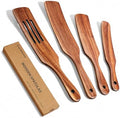 Spurtle Set, Natural Acacia Wooden Kitchen Utensils Set of 4, Wooden