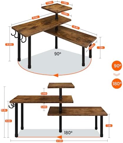 Homode 3-Tier Corner Countertop Organizer, Rustic Brown