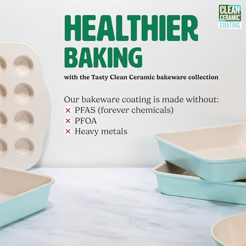Tasty Clean Ceramic 24-Cup Mini Muffin Pan, Durable Aluminized Steel