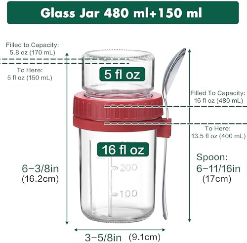 Danmu 4 Pack 21 oz Glass Overnight Oats Containers