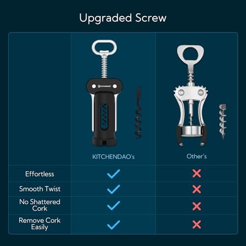 KITCHENDAO 3 in 1 Wing Corkscrew Wine Bottle Opener with Foil Cutter