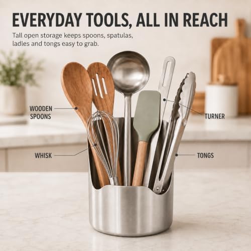 Multi-functional Stainless Steel Utensil Holder, Spoon Rest and Pot