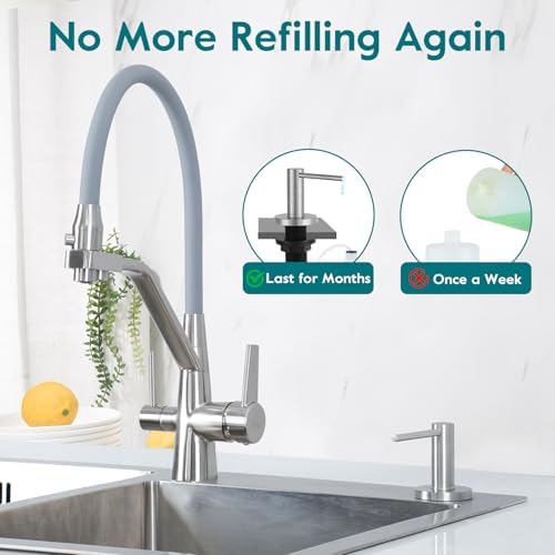 Gappo Soap Dispenser, Brushed Nickel, 47" Extension Tube Kit