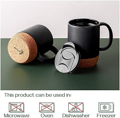 DOWAN Coffee Mugs, 15 oz Mug Set of 2, Large Ceramic Coffee Mug with