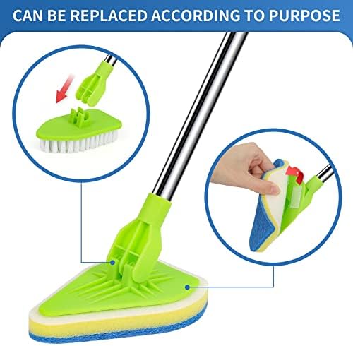 2 in 1 Scrub Cleaning Brush with 37” Extendable Handle