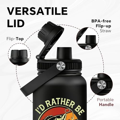 Fufandi Fishing Gifts for Men, Fisherman Gift, Fishing Water Bottle