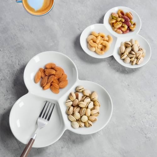 Porcelain Chip and Dip Serving Set, Divided Platter 3 Compartments