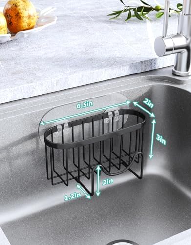 HapiRm Stainless Steel Kitchen Sink Sponge Holder, Black
