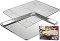 KITCHENATICS Half Sheet Baking Pan and Rack Set Warp-Free 13.1x17.9 In